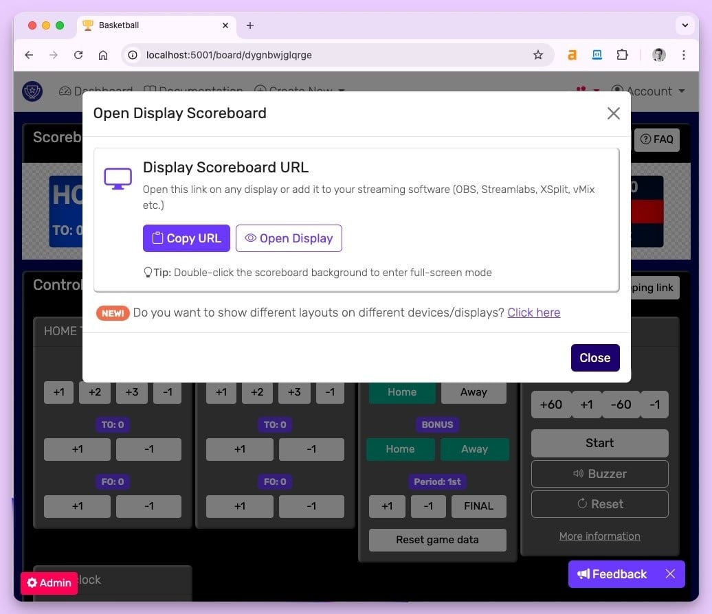Basketball Scoreboard Share