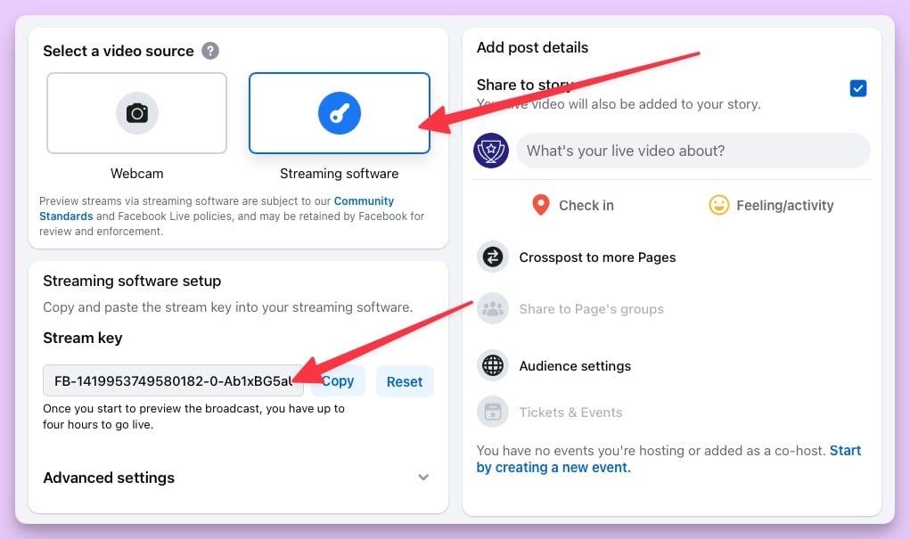 Facebook Live Streaming Key