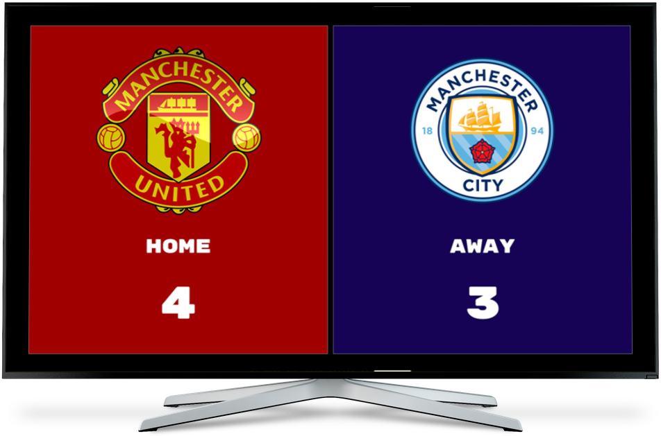 Sports scoreboard showing team logos