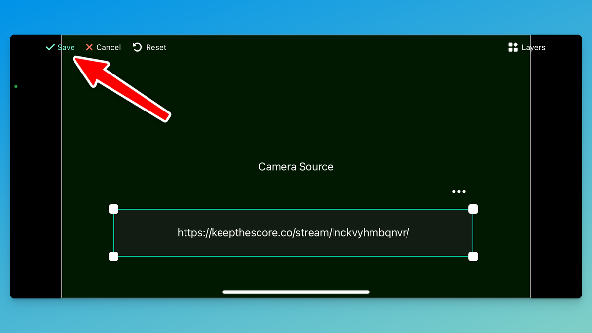 KeepTheScore.com control panel for a streaming overlay