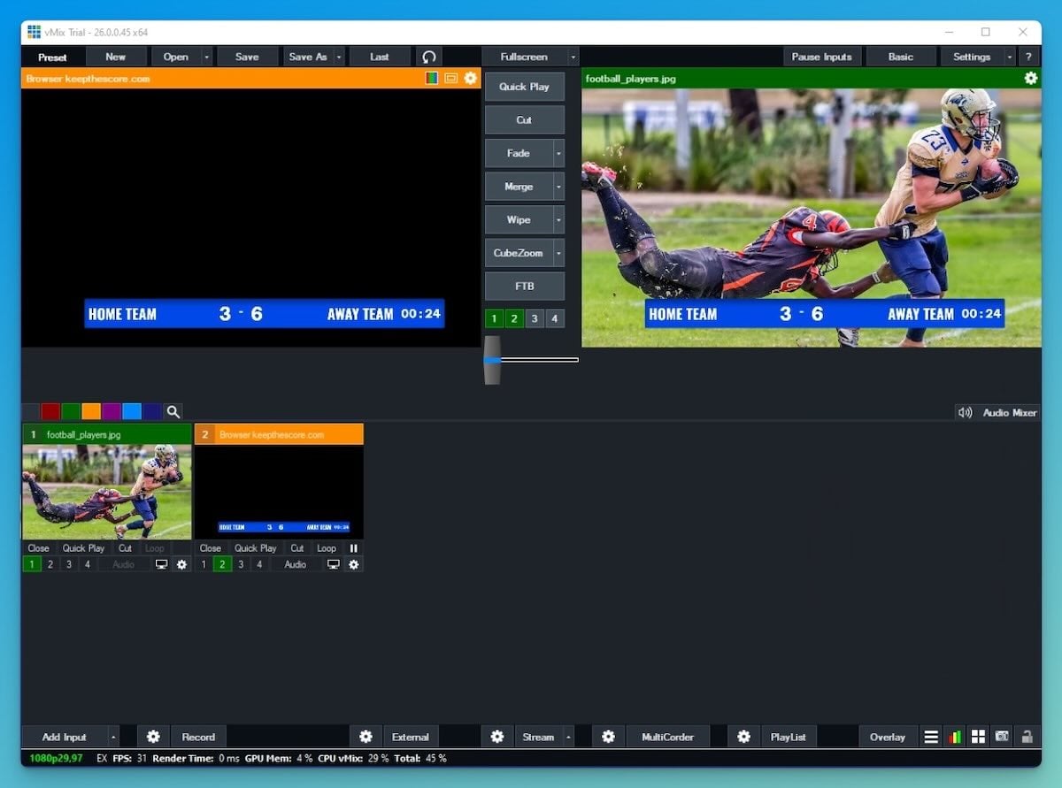 vMix resizing the the browser source