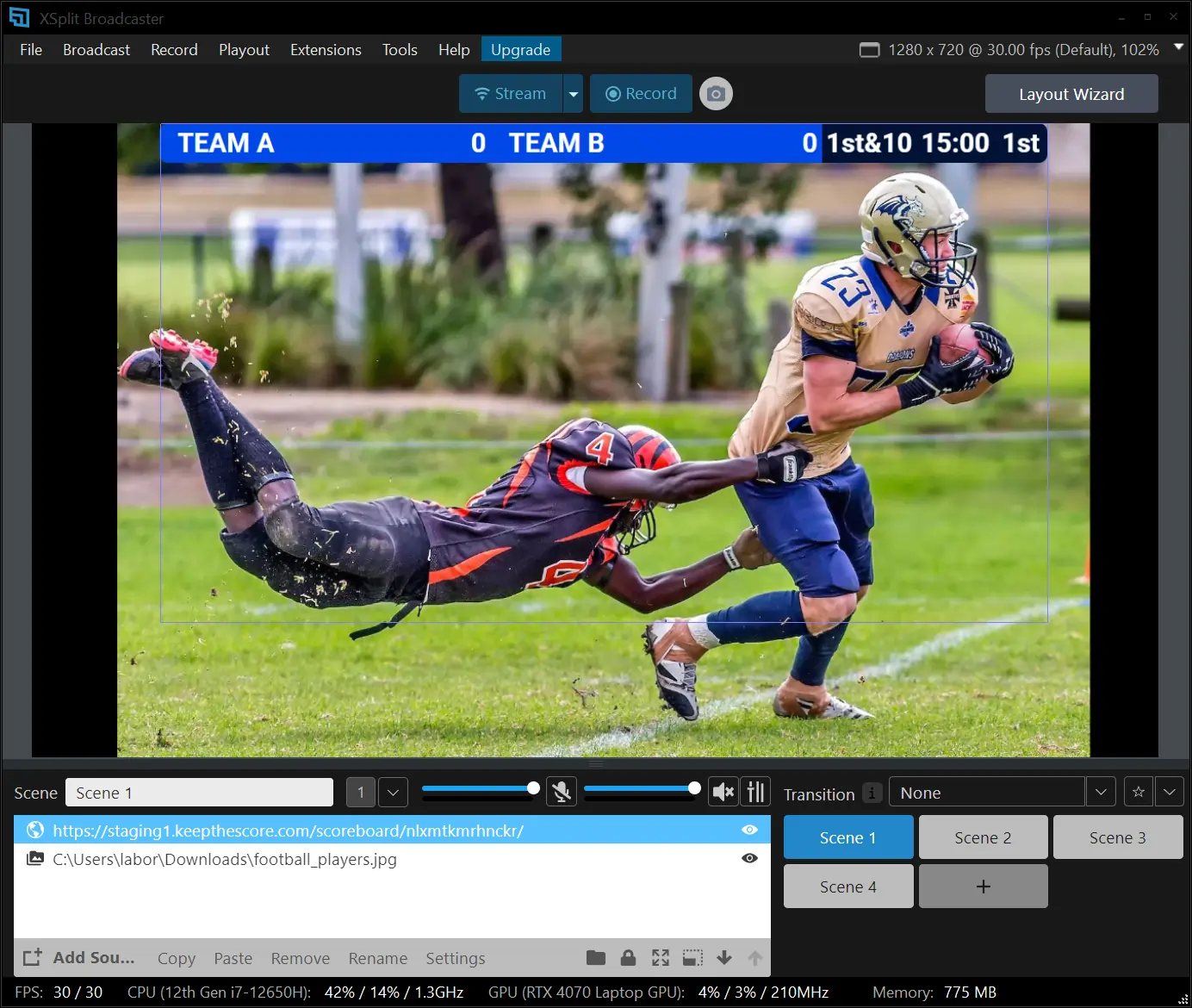 XSplit preview of the final output