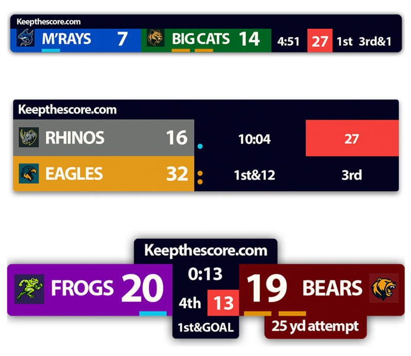 Product hero image: Professional football scoreboard overlay for streaming youth and high school games