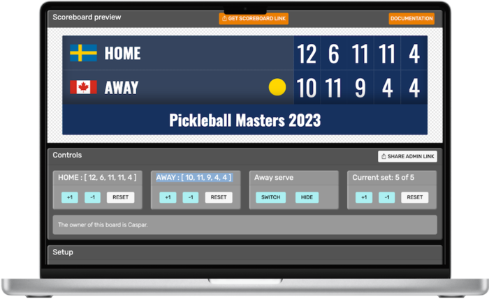 Product hero image: Professional pickleball scoreboard overlay for streaming software