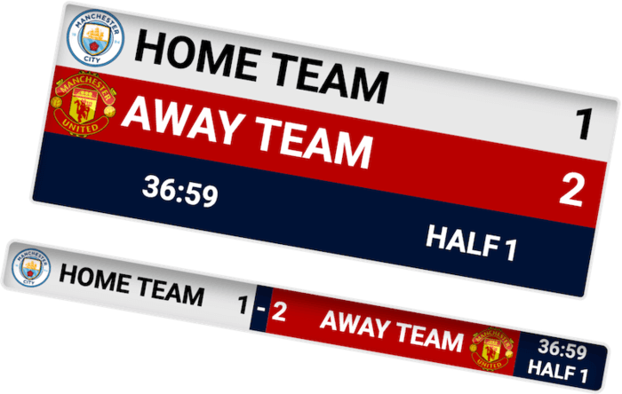 Product hero image: Professional soccer scoreboard overlay for streaming software