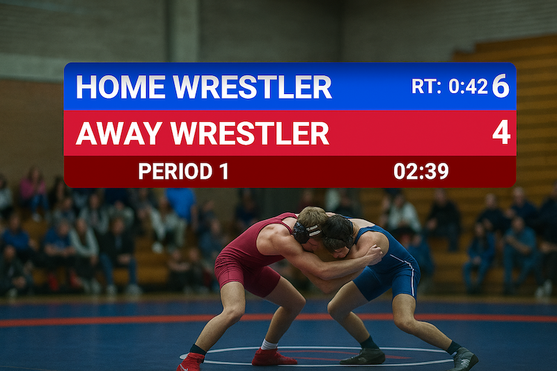 Product hero image: Professional wrestling scoreboard overlay for streaming software