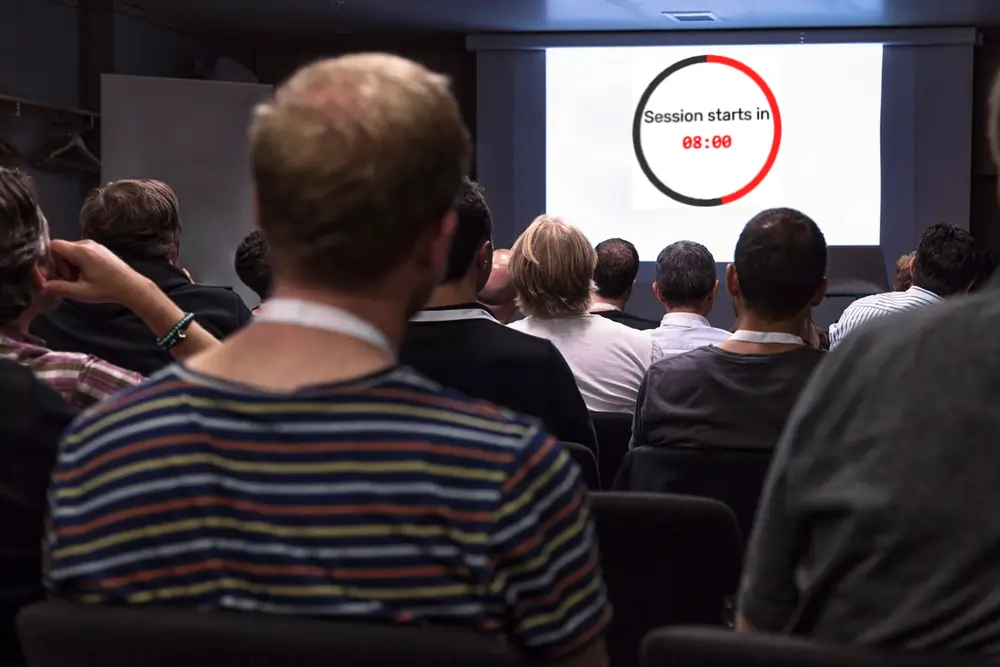 Feature screenshot: Conference participants looking at the event countdown
