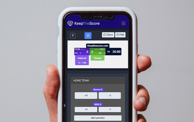 Feature screenshot: Streamer updating scoreboard from phone while broadcasting