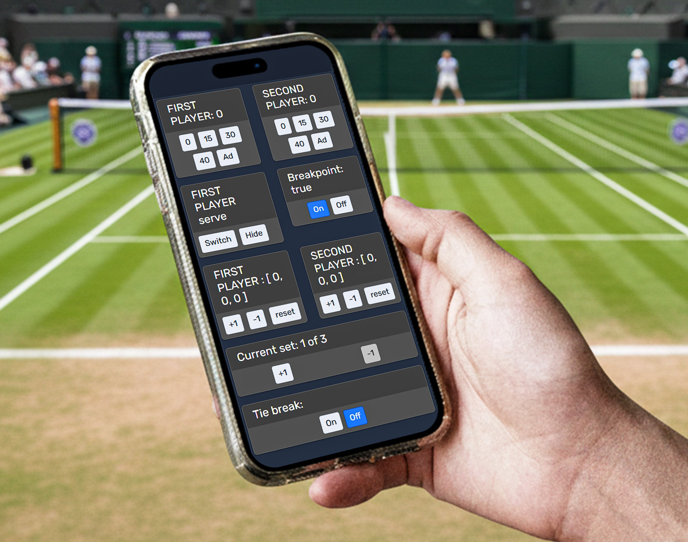 Feature screenshot: Streamer updating scoreboard from phone while broadcasting