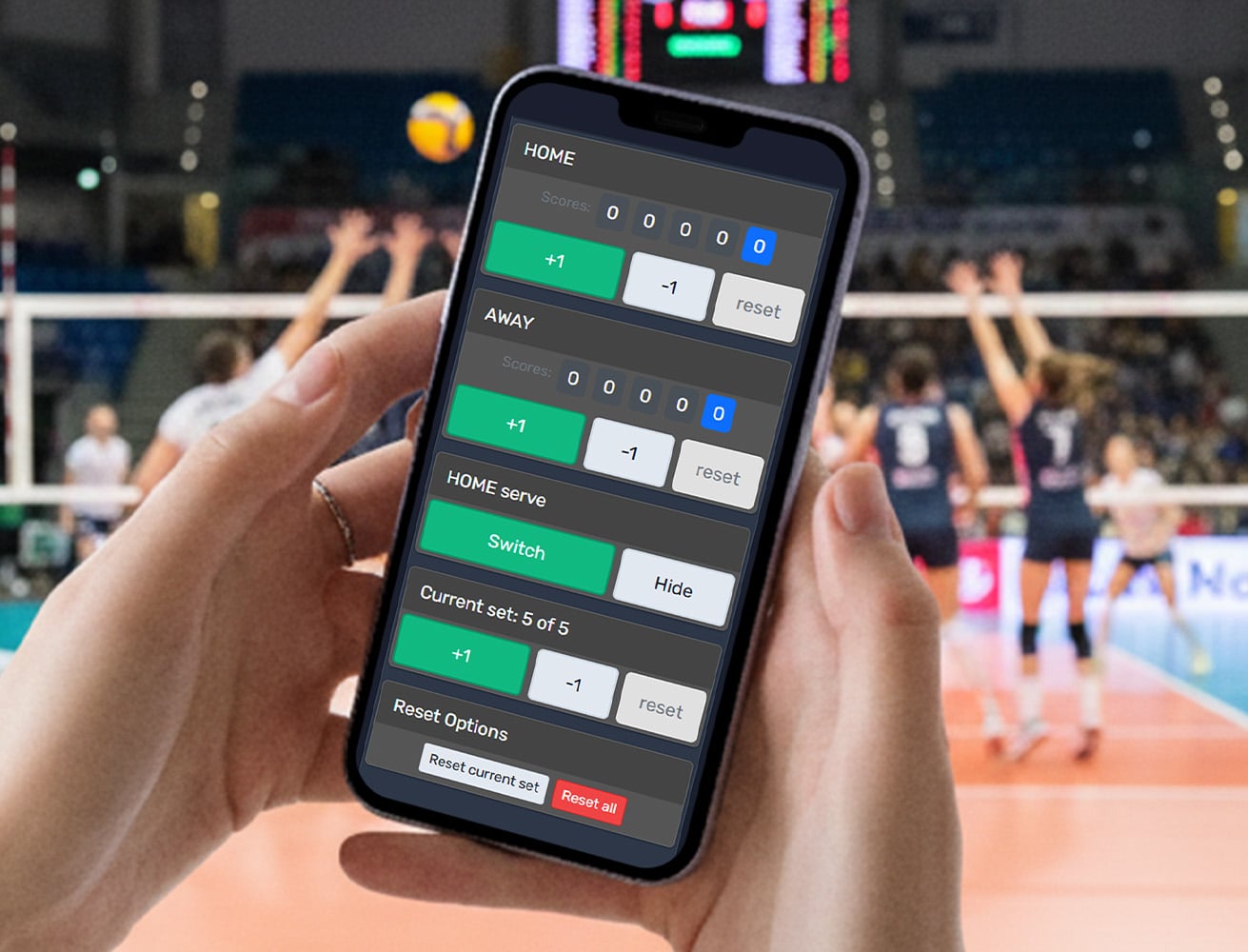 Feature screenshot: Streamer updating scoreboard from phone while broadcasting
