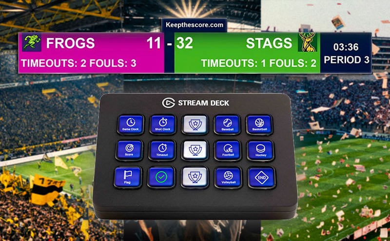 Elgato Stream Deck controlling a scoreboard